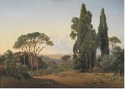 Fritz Petzholdt A View from Villa Adriana, Tivoli oil on canvas